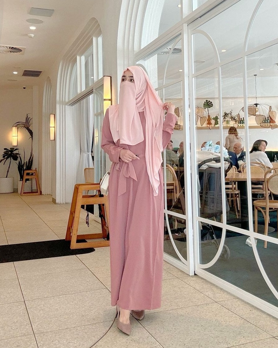 Essential Abaya mit Taschen - Rosa