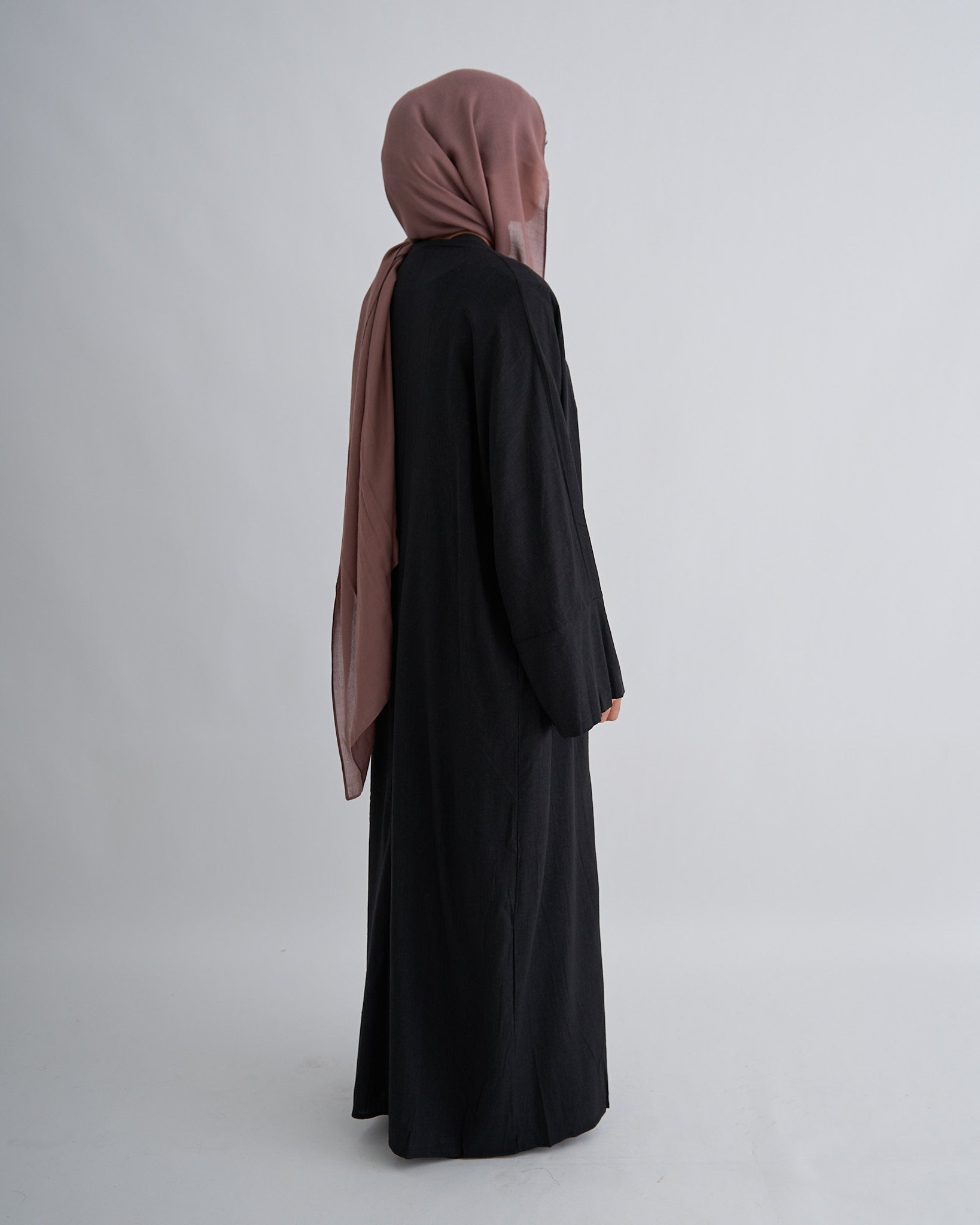 2-teiliges Aya-Leinen-Abaya-Set - Schwarz