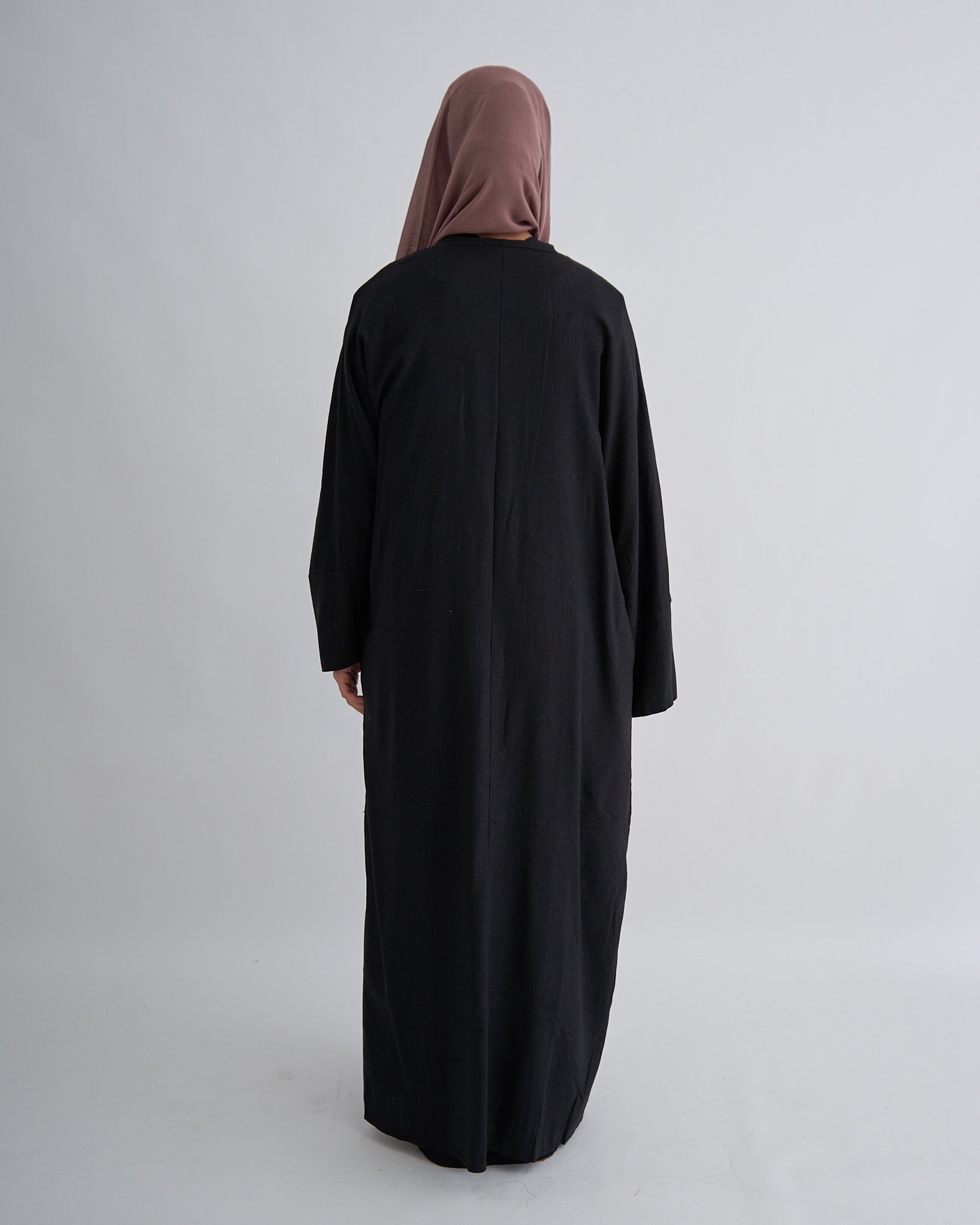 2-teiliges Aya-Leinen-Abaya-Set - Schwarz