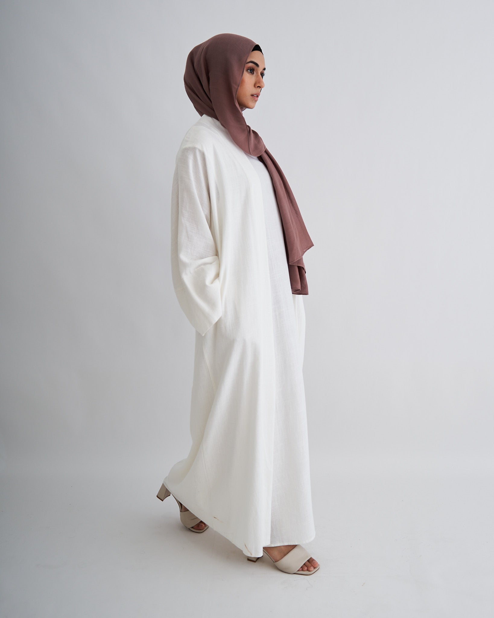 2PC Aya Abaya Set - White