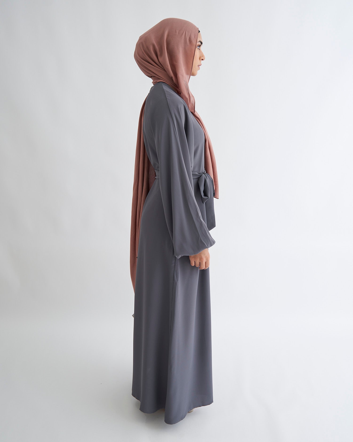 Essential Cuffed Abaya - Grey