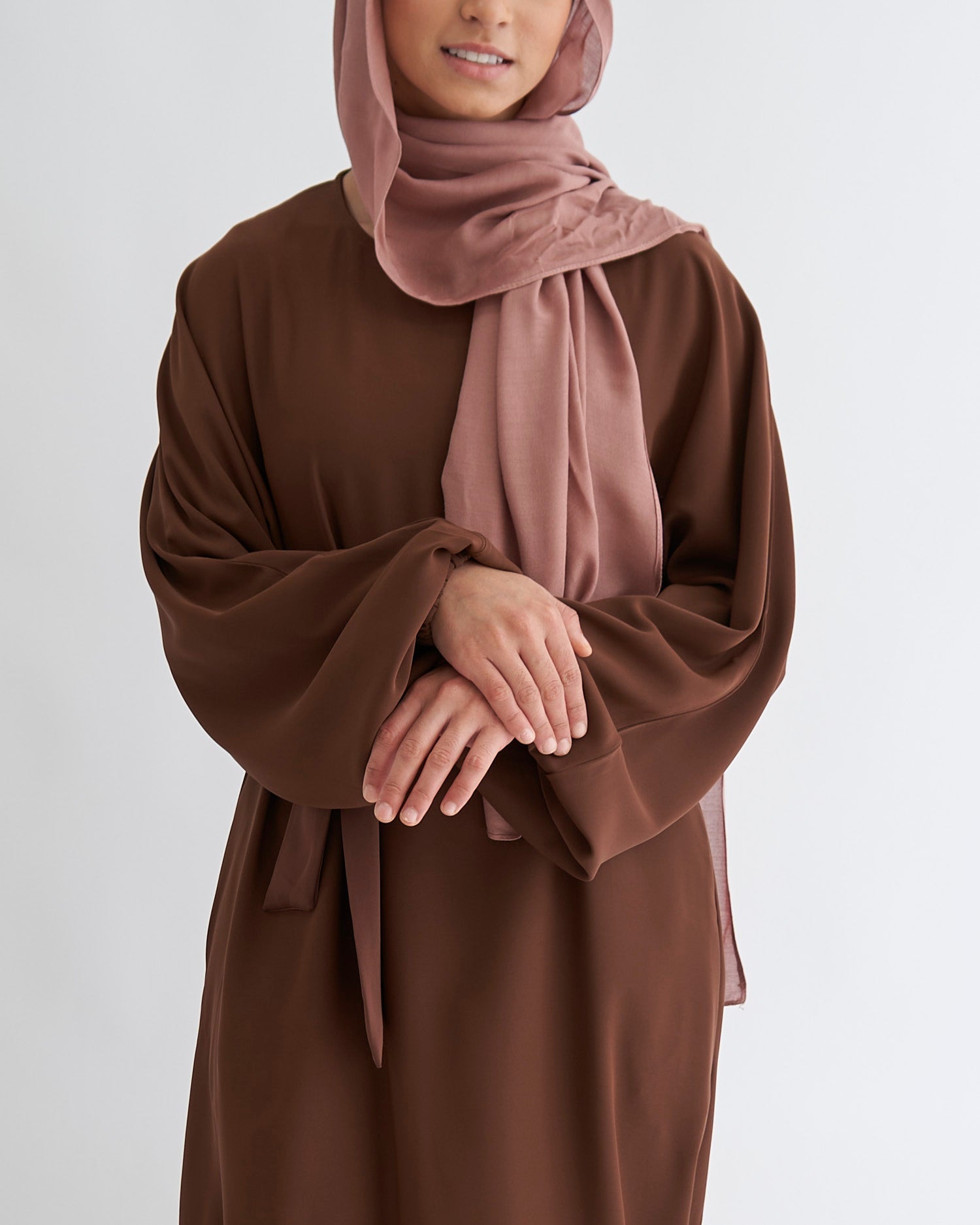 Essential Cuffed Abaya - Coffee