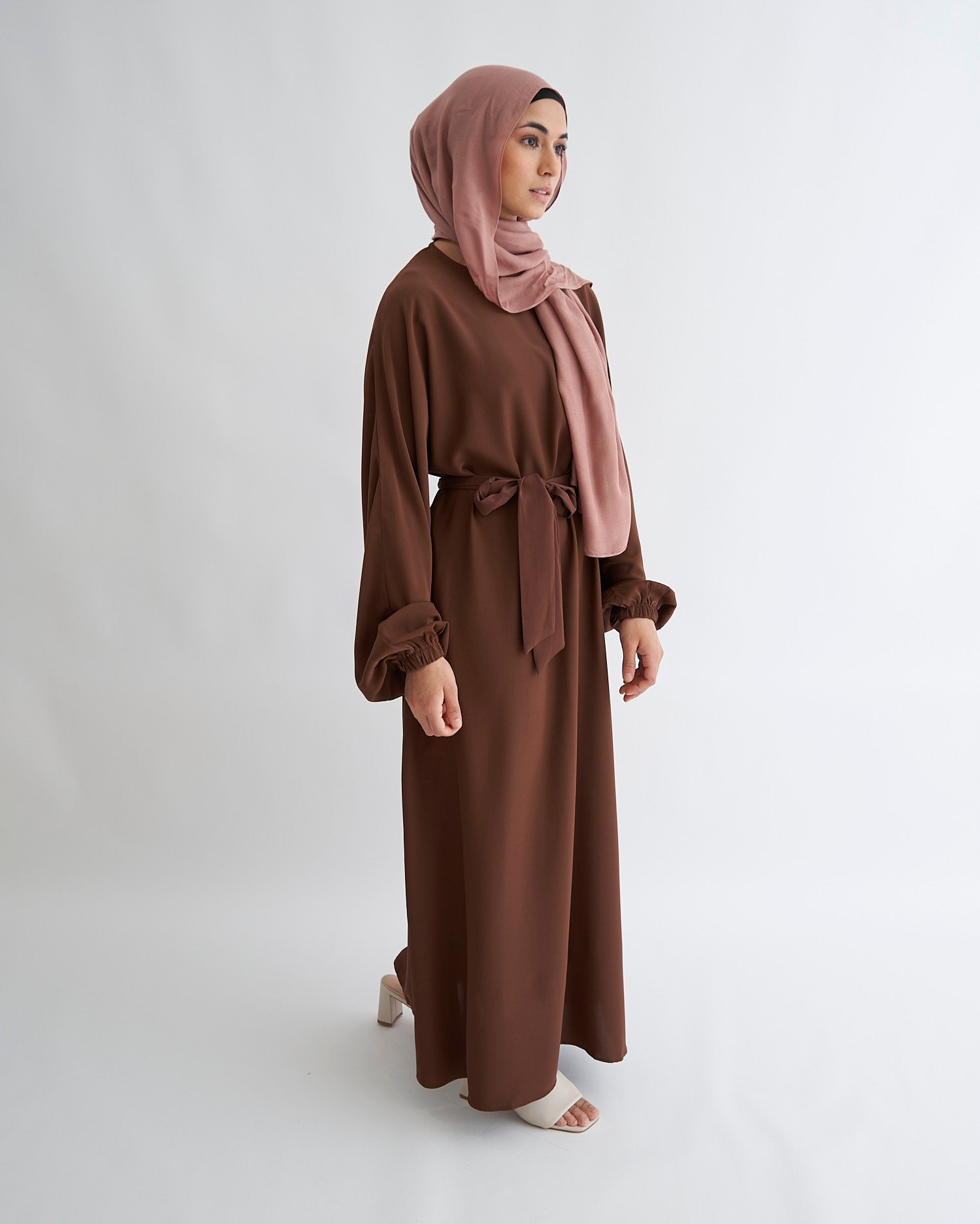 Essential Cuffed Abaya - Coffee