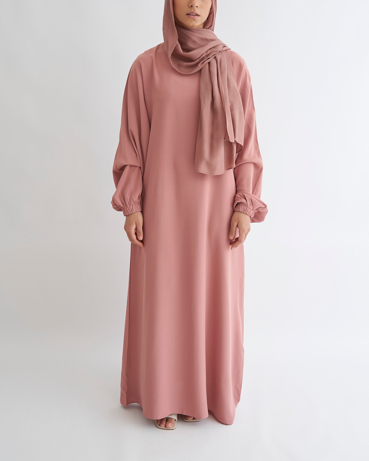 Essential Cuffed Abaya - Pink