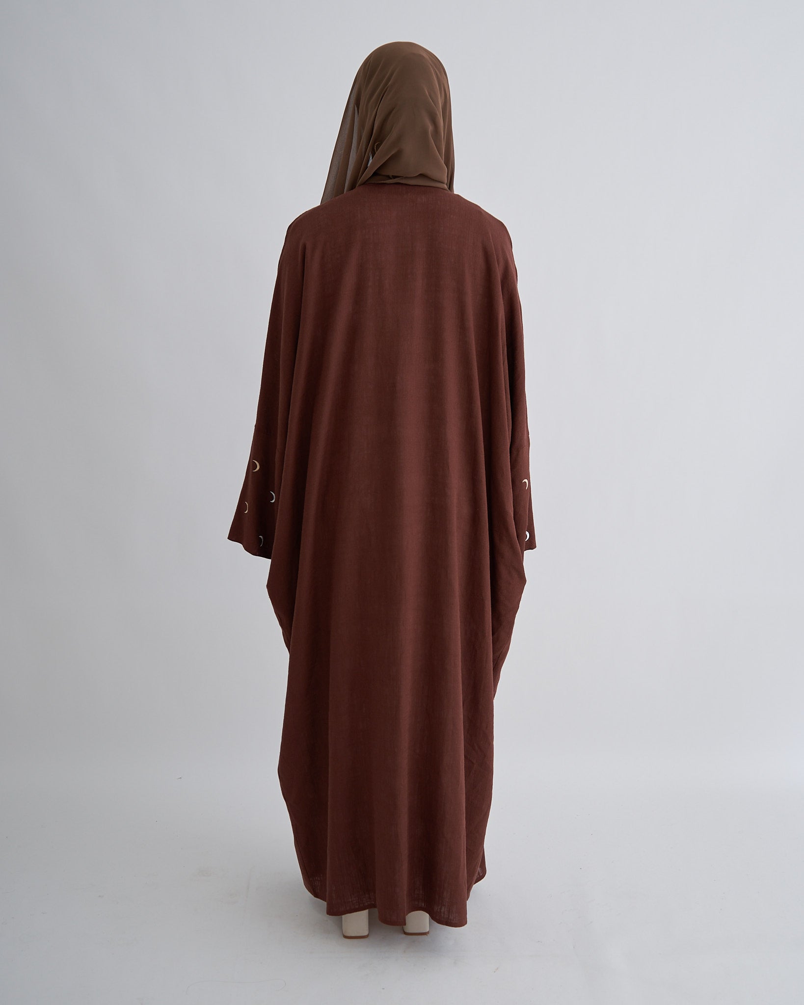 Moon Leinen-Abaya mit Hijab – Kaffee