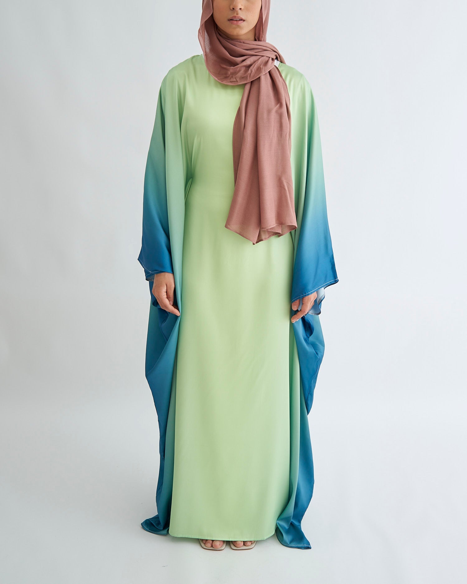 Butterfly Ombre Abaya - Lime