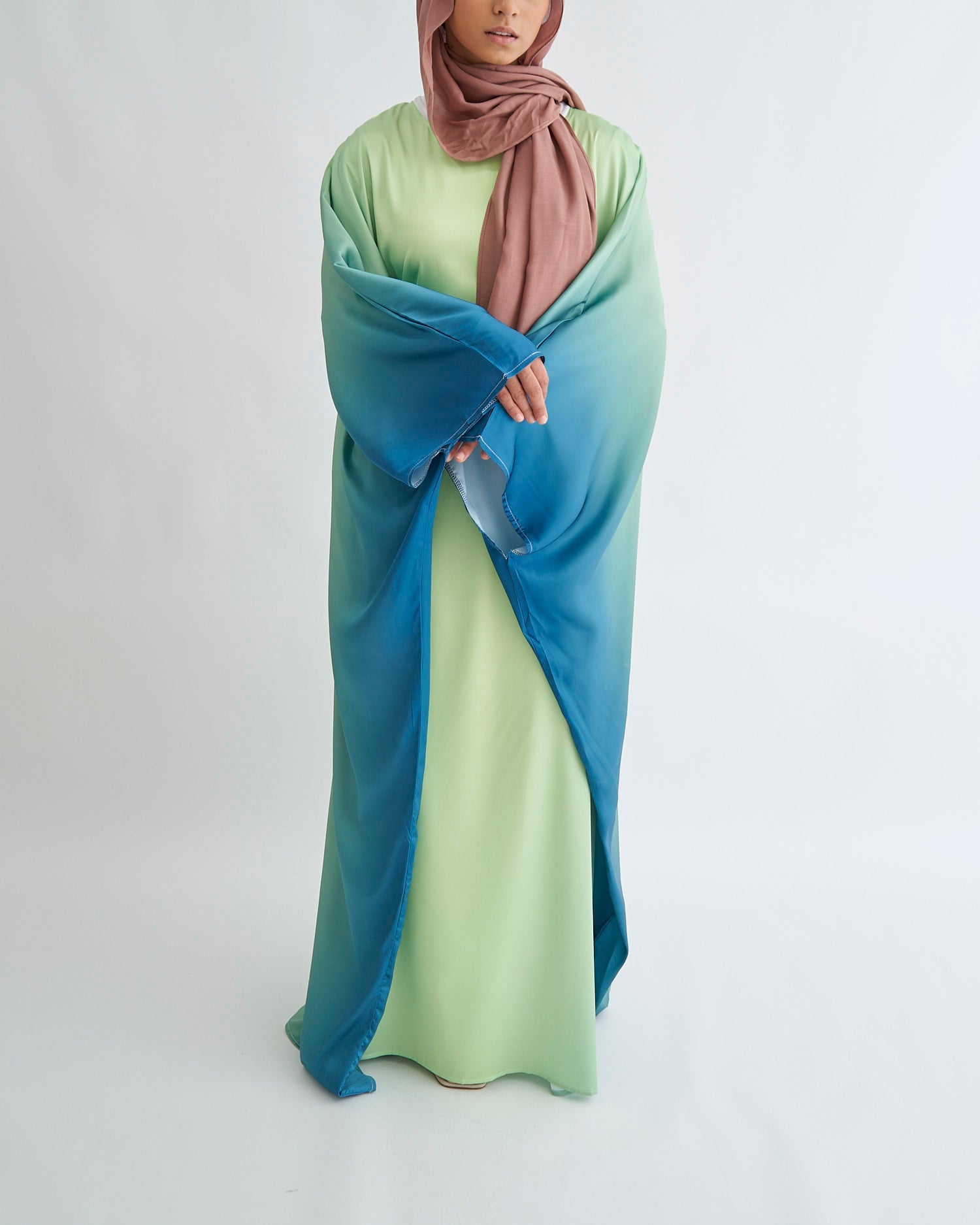 Butterfly Ombre Abaya - Lime