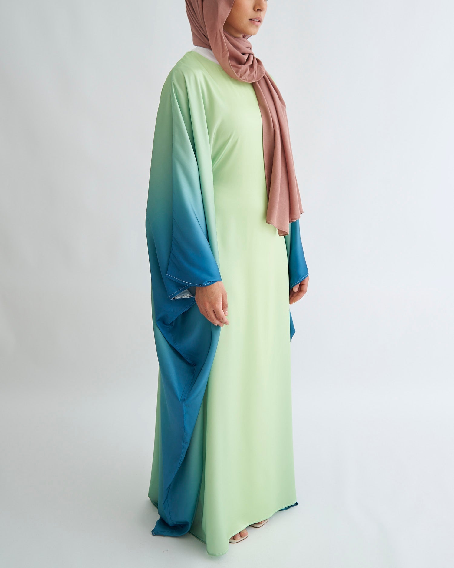 Butterfly Ombre Abaya - Limette