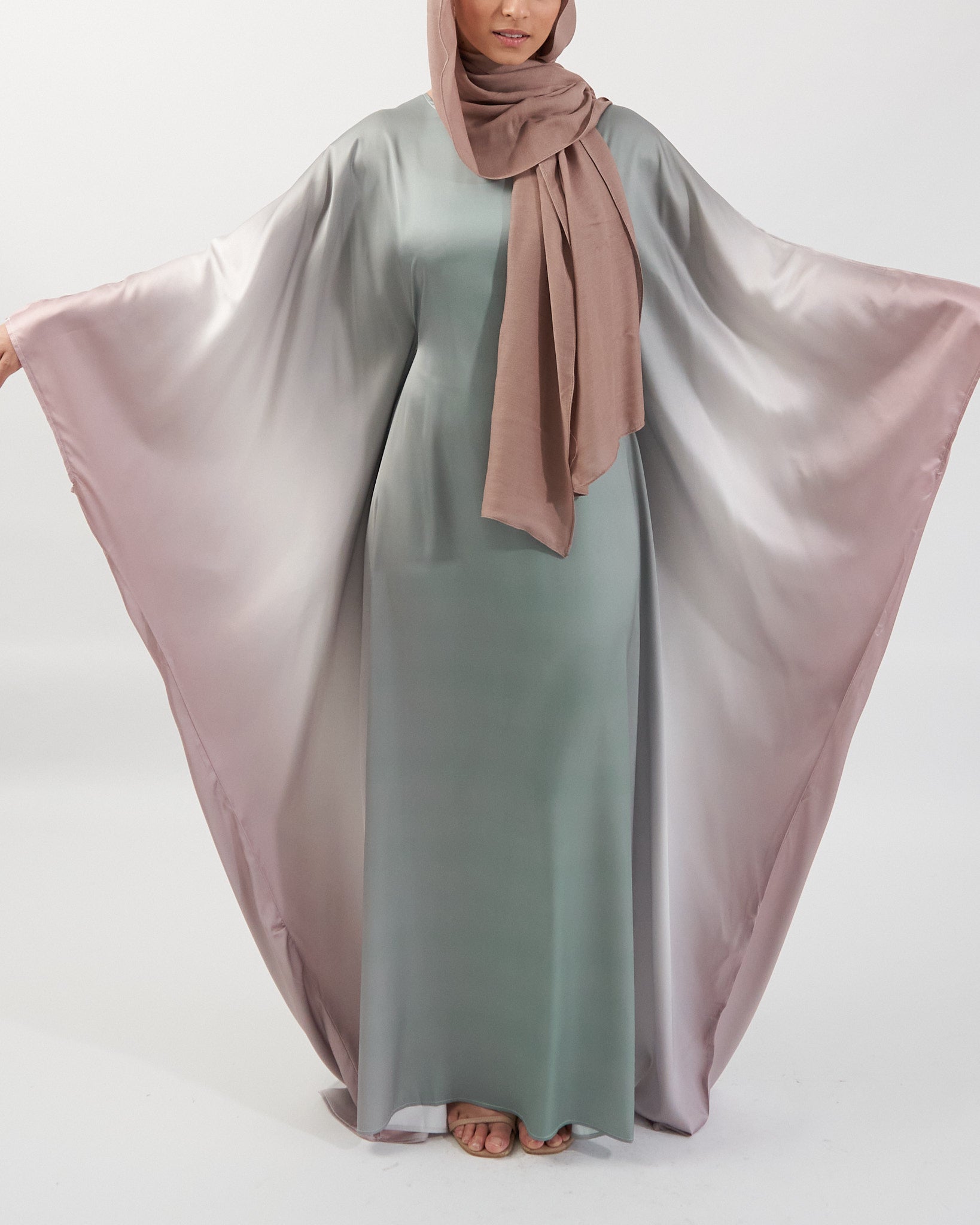 Butterfly Ombre Abaya - Salbeigrün