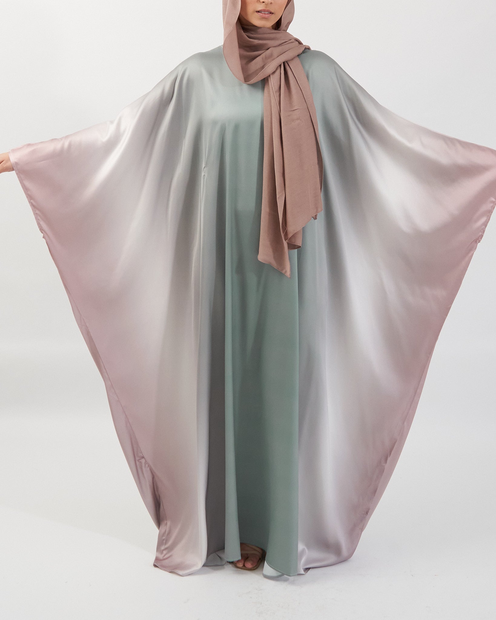 Butterfly Ombre Abaya - Sage