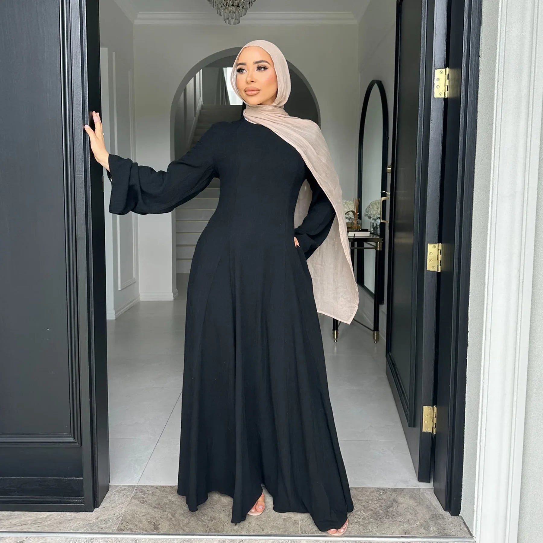 Muslim Abaya for Women Dresses Solid Ramadan Eid Jalabiya Lace Up Vestidos Morocco Dubai Kaftan Abayas Islam Arab Long Robe