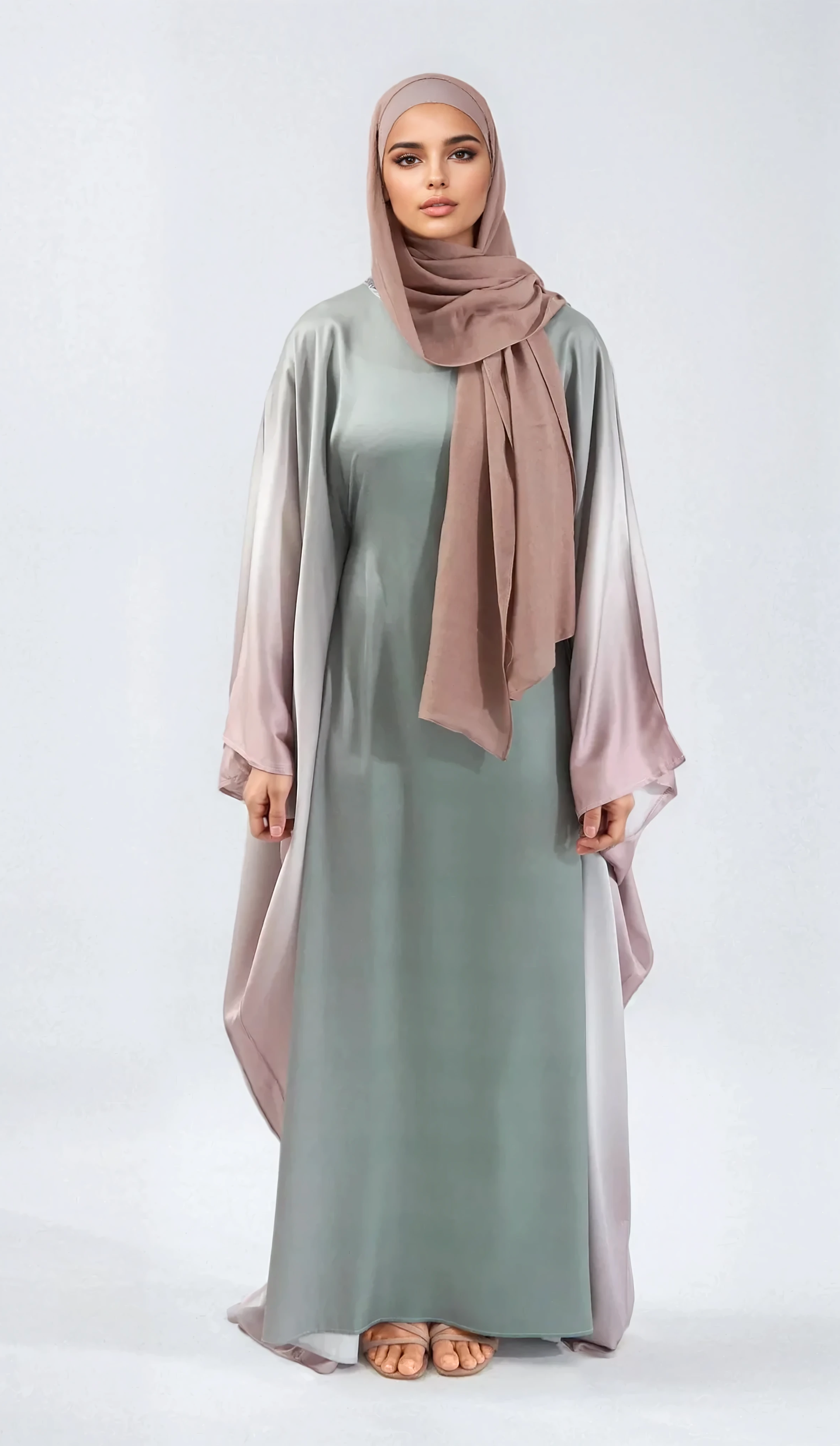 Butterfly Ombre Abaya - Sage