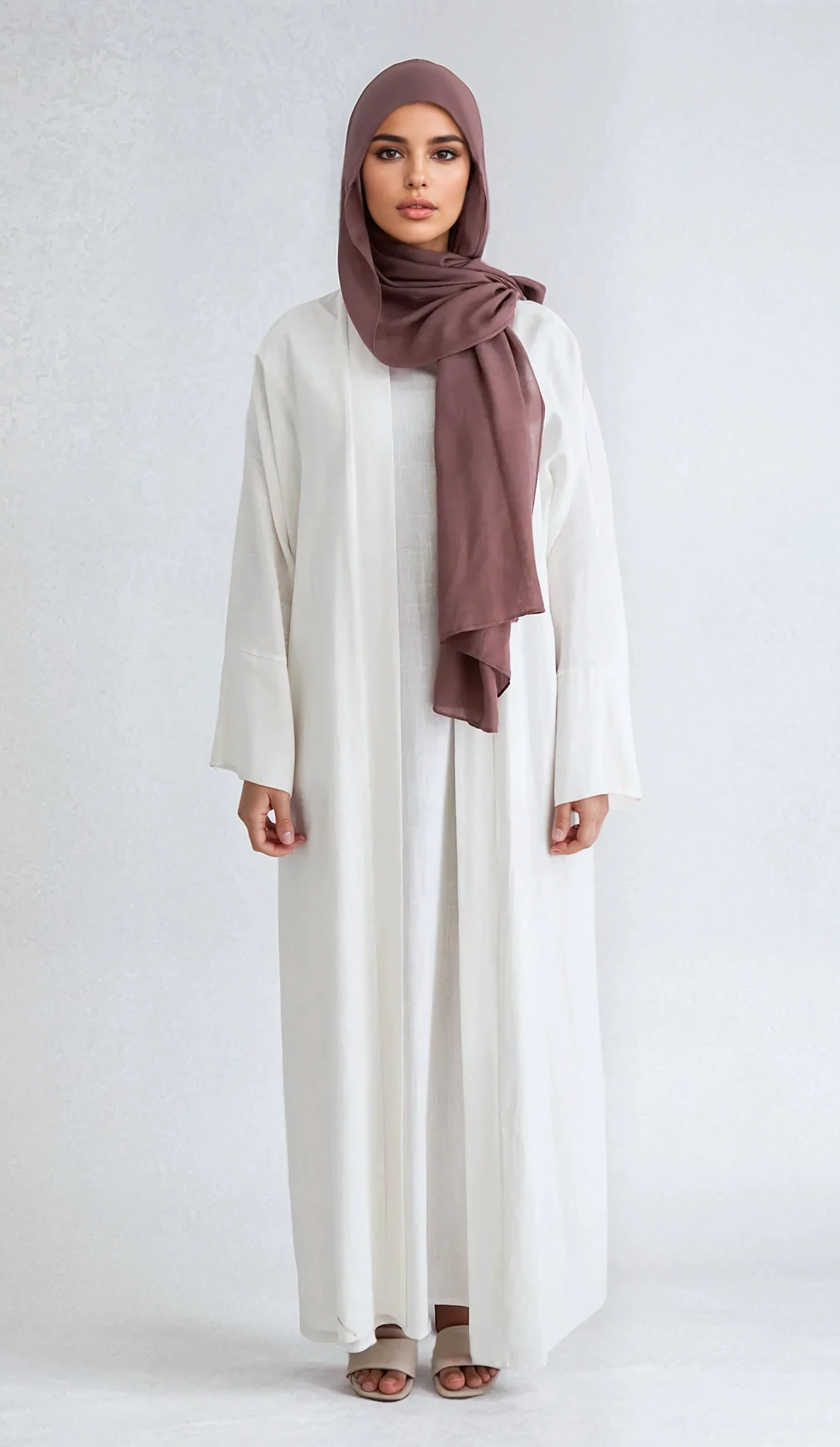 2PC Aya Abaya Set - White