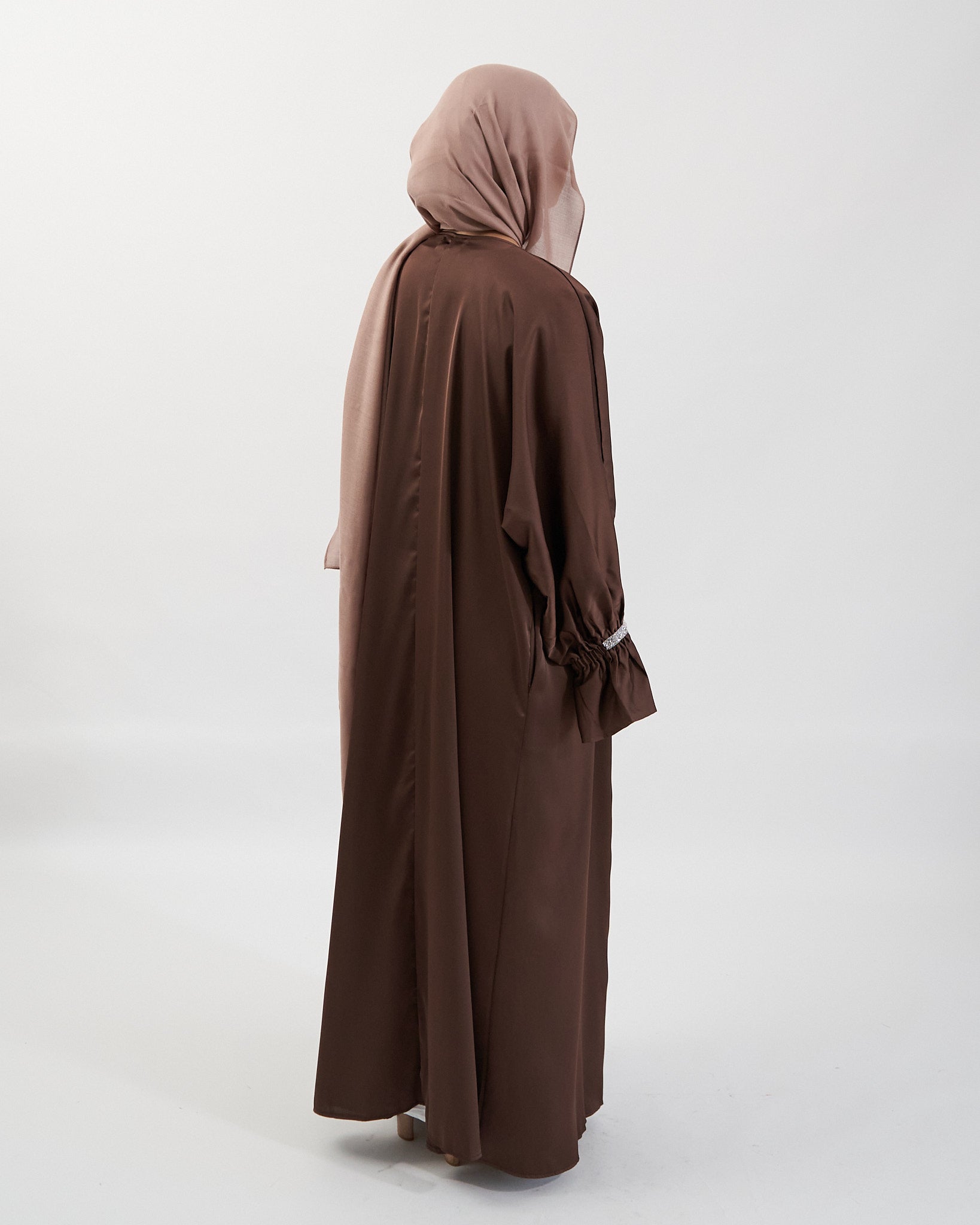 2-teiliges Zainab Glitzer-Abaya-Set - Kaffee