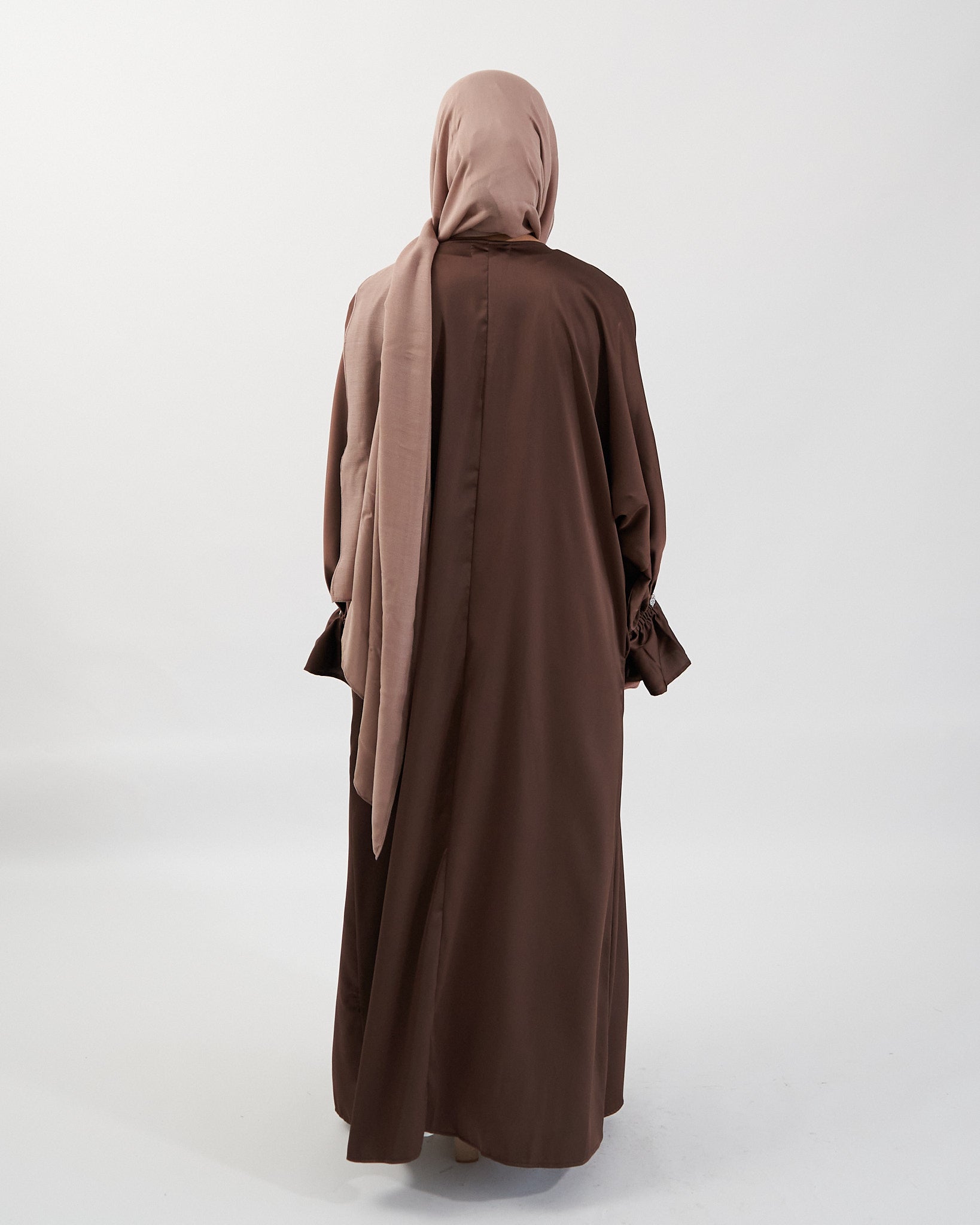 2-teiliges Zainab Glitzer-Abaya-Set - Kaffee