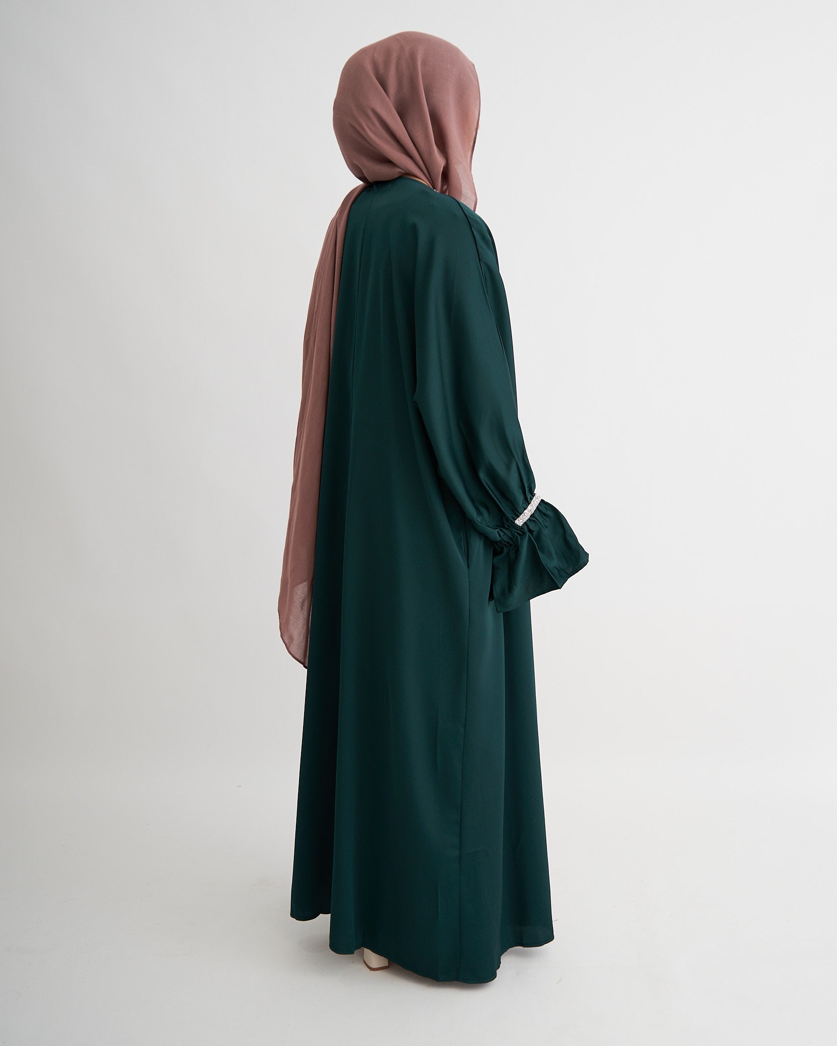 2PC Zainab Glitter Abaya Set - Emerald