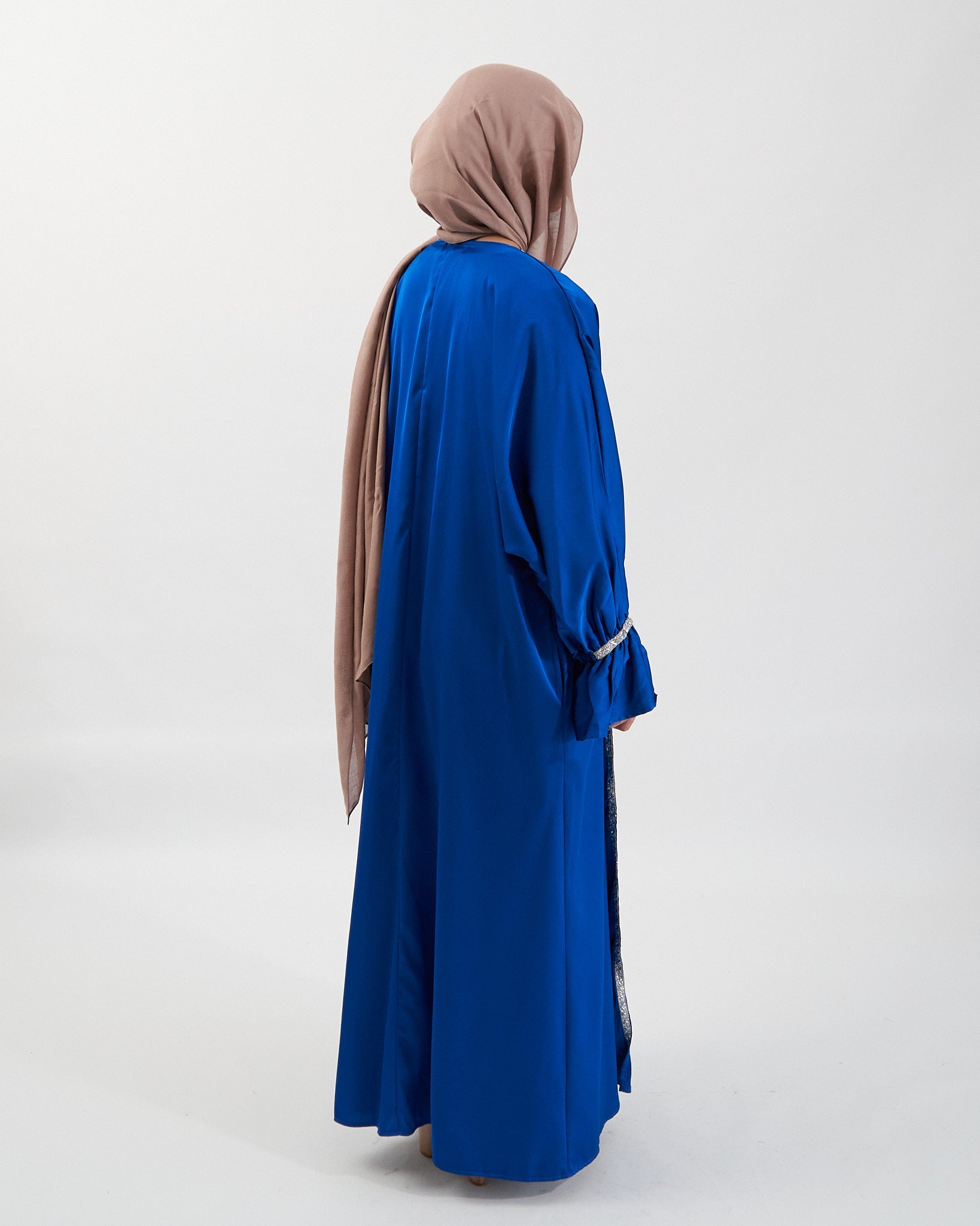 2-teiliges Zainab Glitzer-Abaya-Set – Königsblau